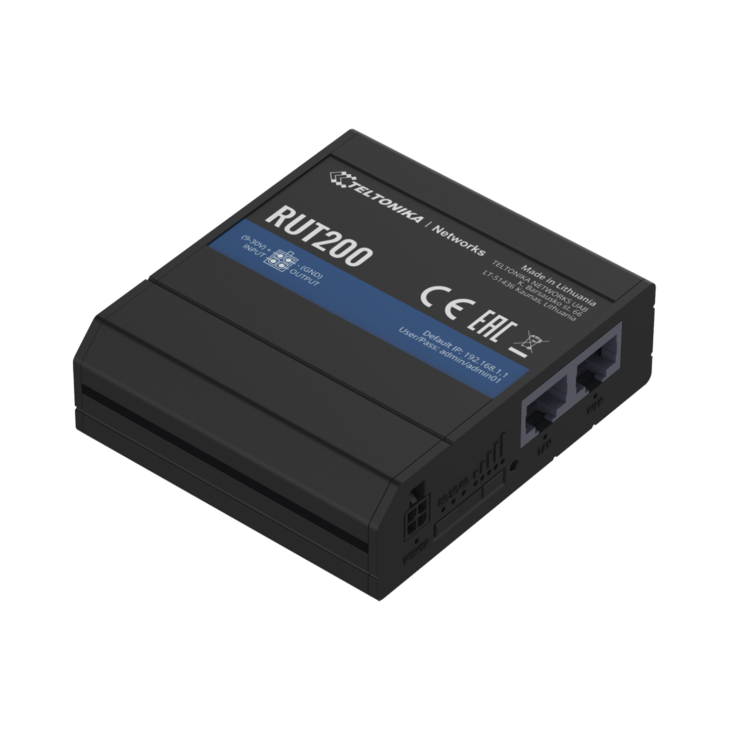 RUT200 - Router LTE, Slot para SIM, 2 puertos Ethernet 10/100 Mbps, Wi-Fi 2.4 GHz, Interfaz Amigable, Bandas B1, B2, B3, B4, B5, B7, B8, B28