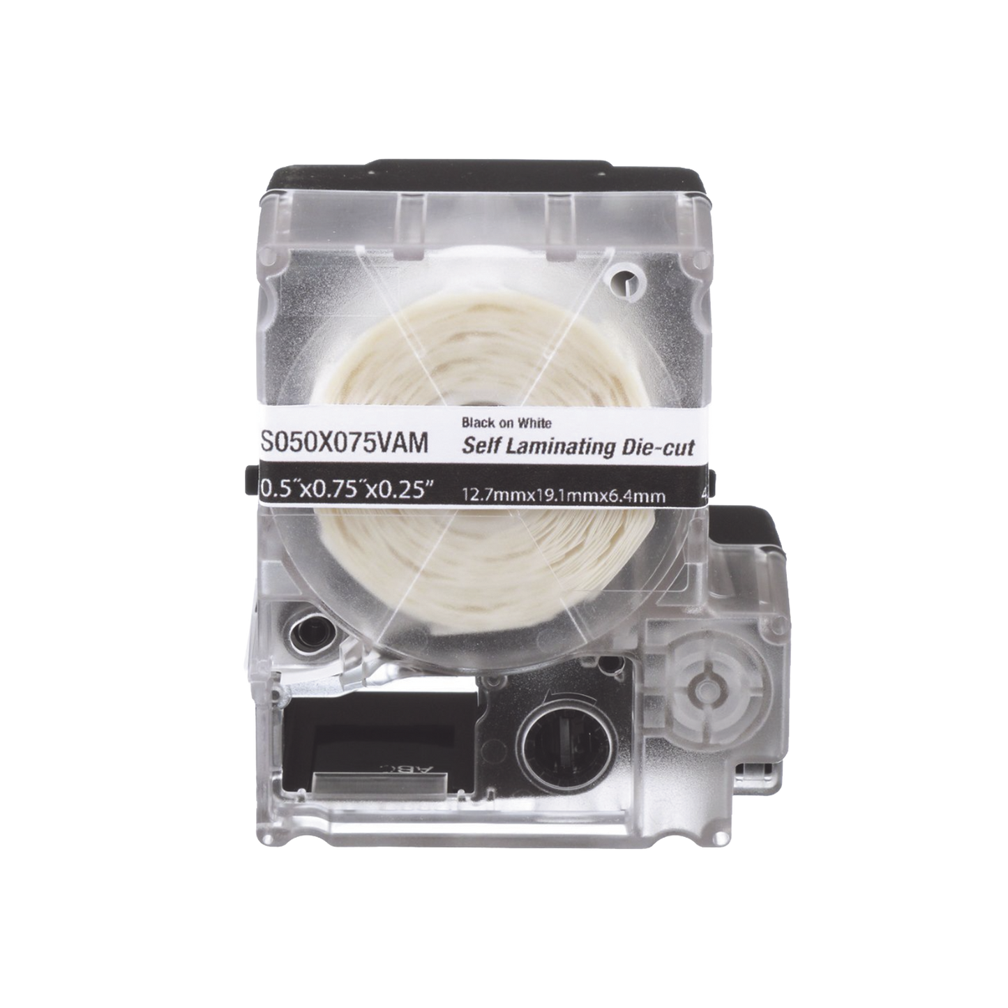 S050X125VAM - Casete de 200 Etiquetas Autolaminadas de 12.7 x 31.8 mm (0.5 x 1.25 pulgadas), para Cables de 3.1 a 7 mm (0.12 a 0.28 pulgadas) de Di�metro, �rea de Impresi�n Color Blanco