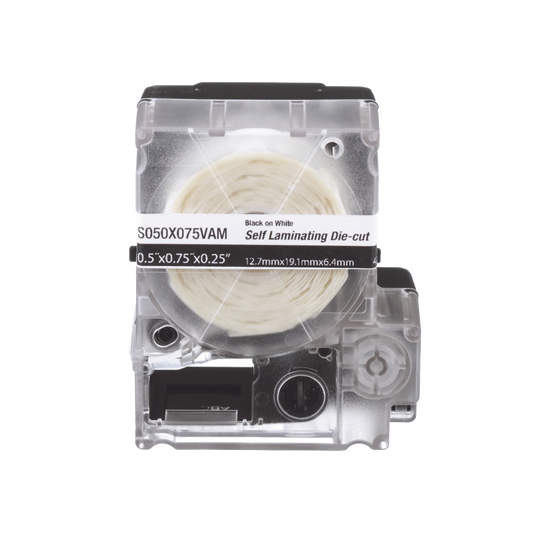 S100X125VAM - Casete de 200 Etiquetas Autolaminadas de 25.4 x 38.1 mm (1 x 1.5 Pulgadas), para Cables de 3.1 a 7 mm (0.12 a 0.28 Pulgadas) de Di�metro, �rea de Impresi�n Color Blanco