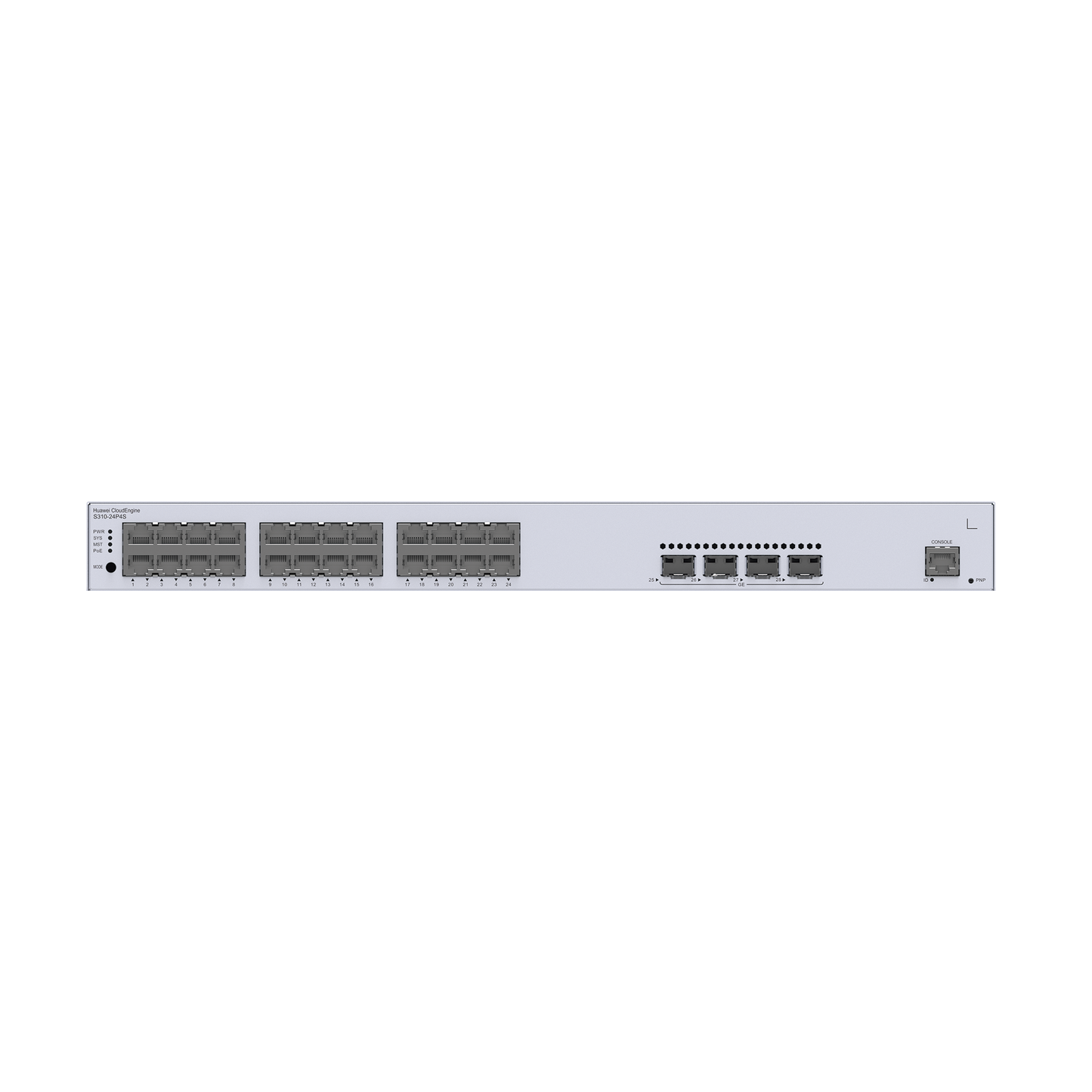 S310-24P4S - Switch de Distribución/Core Gigabit Administrable PoE Capa 3 / 24 puertos 10/100/1000 Mbps (PoE) / 4 Puertos 1GE SFP Uplink / ERPS / Rutas Estáticas / iStack / PoE Perpetuo / 400W / Administración Nube Gratis