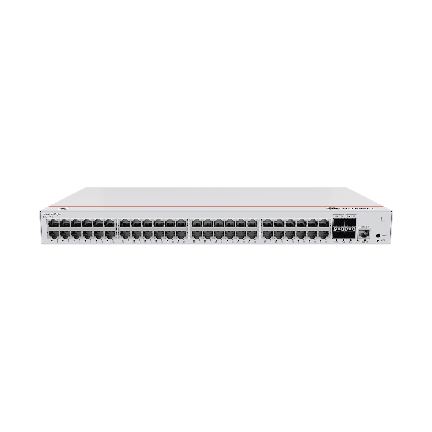 S310-48P4S - Switch de Distribución/Core Gigabit Administrable PoE Capa 3 / 48 puertos 10/100/1000 Mbps (PoE) / 4 Puertos 1GE SFP Uplink / ERPS / Rutas Estáticas / iStack / PoE Perpetuo / 380W / Administración Nube Gratis