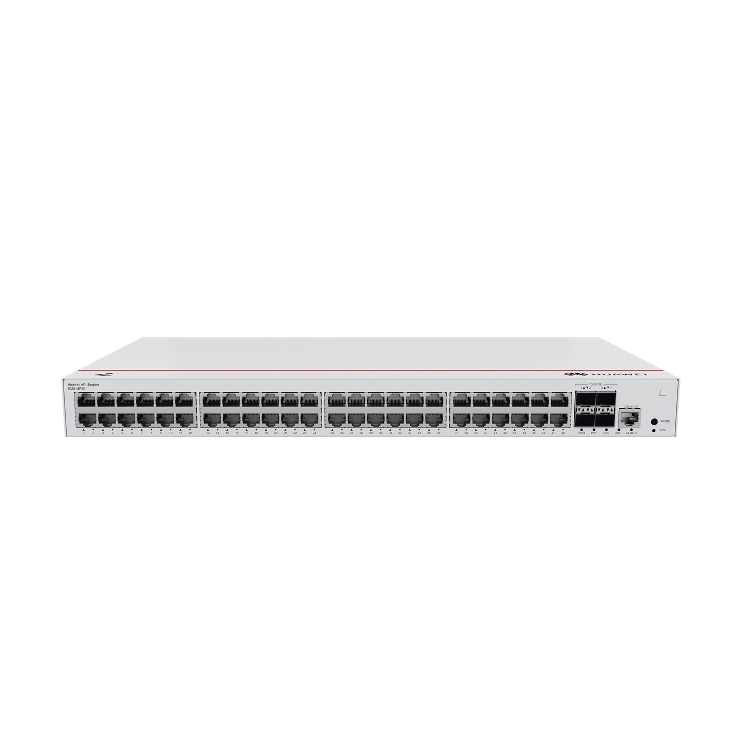 S310-48P4X - Switch de Distribución/Core Gigabit Administrable PoE Capa 3 / 48 puertos 10/100/1000 Mbps (PoE) / 4 Puertos 10GE SFP+ Uplink / ERPS / Rutas Estáticas / iStack / PoE Perpetuo / 380W / Administración Nube Gratis