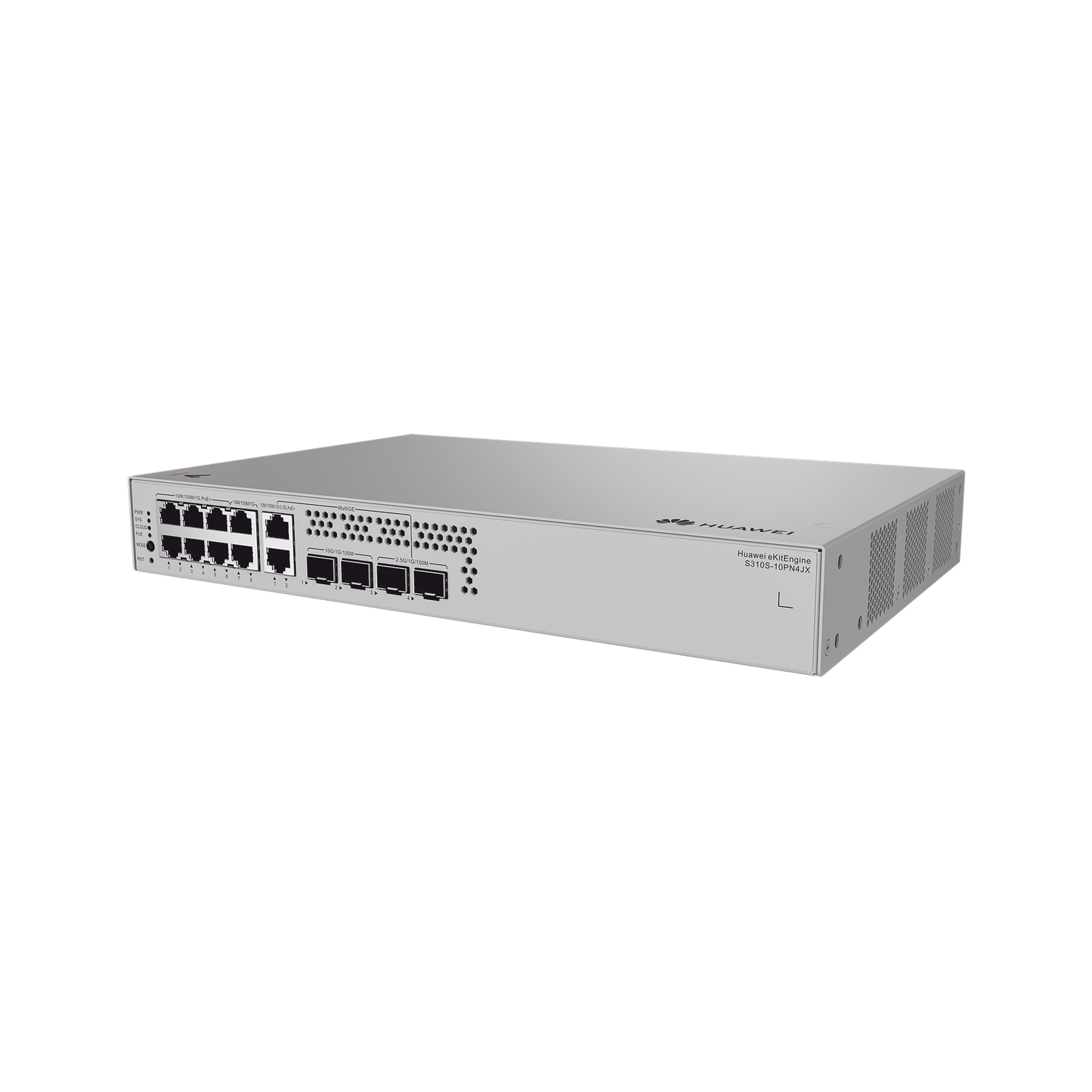 S310S-10PN4JX - Switch de Acceso eKit Administrable  / Capa 2+ / 6 Puertos PoE+ Gigabit + 2 Puertos PoE+ Multi-Gigabit (2.5 Gbps) + 2 Puertos Gigabit + 2 Puertos SFP + 2 Puertos SFP+ / PoE Perpetuo / Presupuesto PoE 128 W / Sin licenciamiento