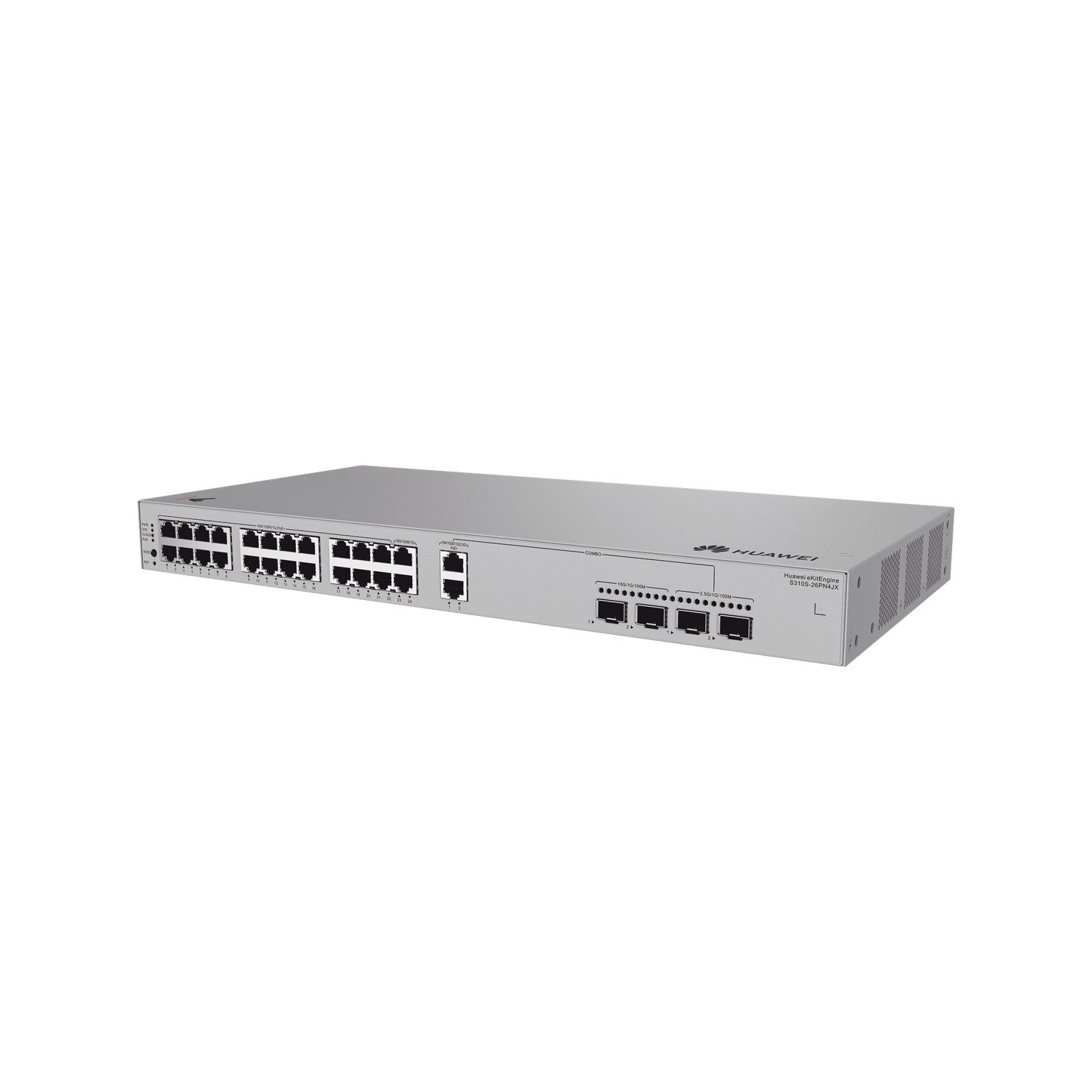 S310S-26PN4JX - Switch Gigabit Administrable PoE Capa 3 / 24 Puertos 10/100/1000 Mbps (22 PoE) / 2 Puertos 2.5GE (PoE) combo 2 Puertos SFP 2.5GE /2 Puertos SFP+ 10GE / 400W / PoE Perpetuo / iStack / Administración Nube Gratis