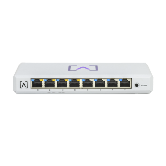 S8-POE - Switch Gigabit PoE+ Administrable / 8 puertos 10/100/1000 Mbps (4 de ellos PoE+ 802.3af/at) / Hasta 60W / Administración nube gratuita / Presupuesto de 60W