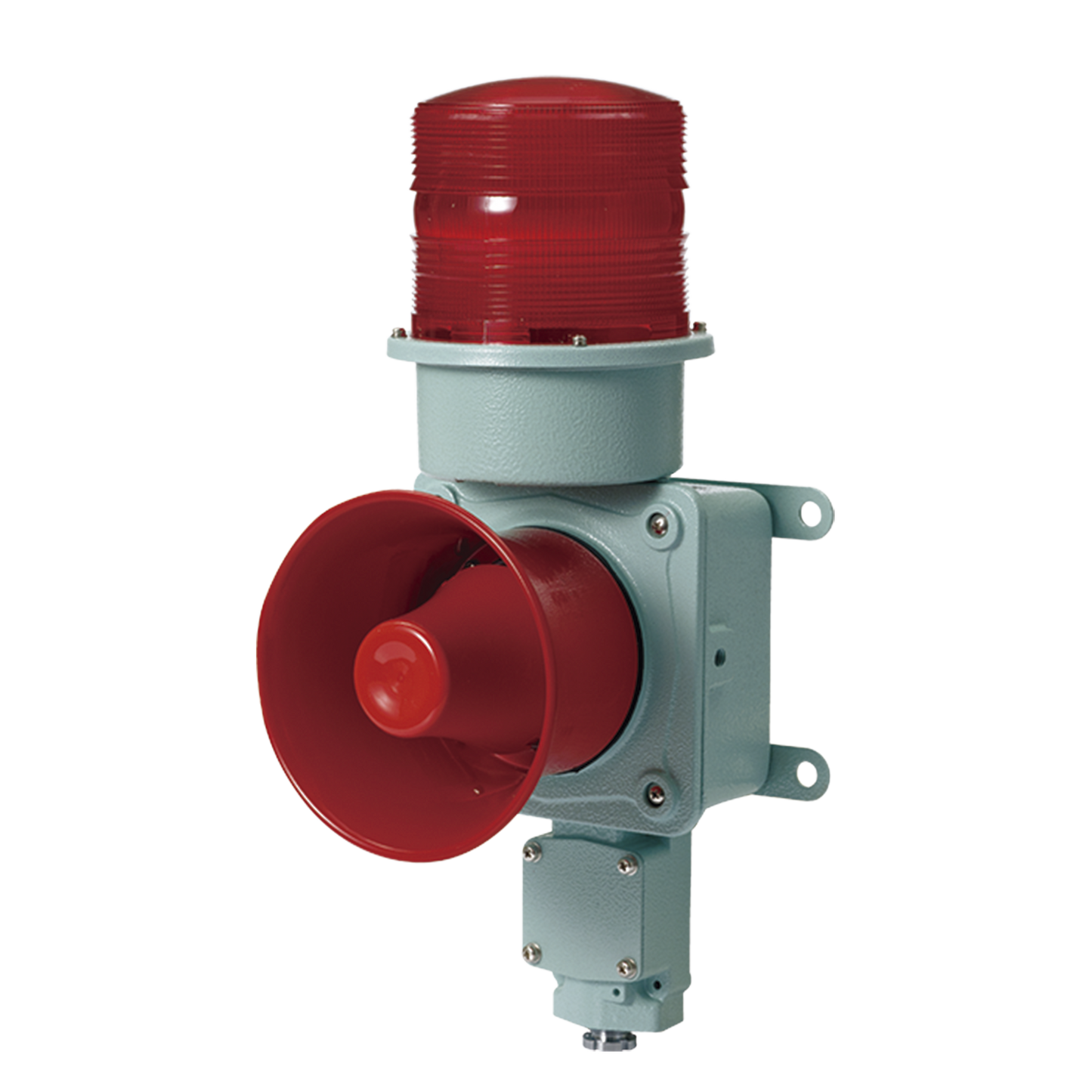SDL-WS-24-R - Combinación de baliza LED color roja con sirena electrónica para aplicaciones de la industria pesada  máx.120 dB a 24 VCD