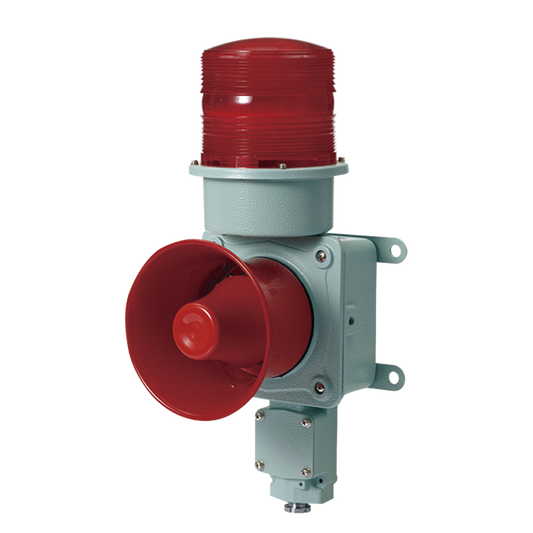 SDL-WS-24-R - Combinación de baliza LED color roja con sirena electrónica para aplicaciones de la industria pesada  máx.120 dB a 24 VCD