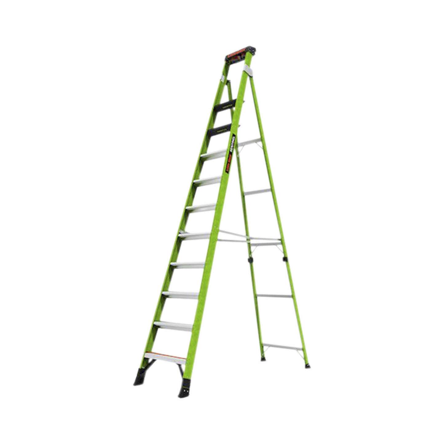 SENTINEL12 - Escalera de 3.65 m Capacidad máxima de 170 Kg, inclinada, de fibra de vidrio con almohadilla de pared giratoria.