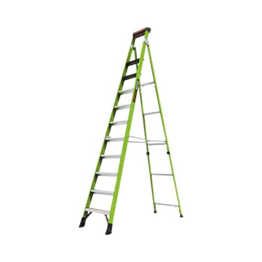 SENTINEL12 - Escalera de 3.65 m Capacidad máxima de 170 Kg, inclinada, de fibra de vidrio con almohadilla de pared giratoria.