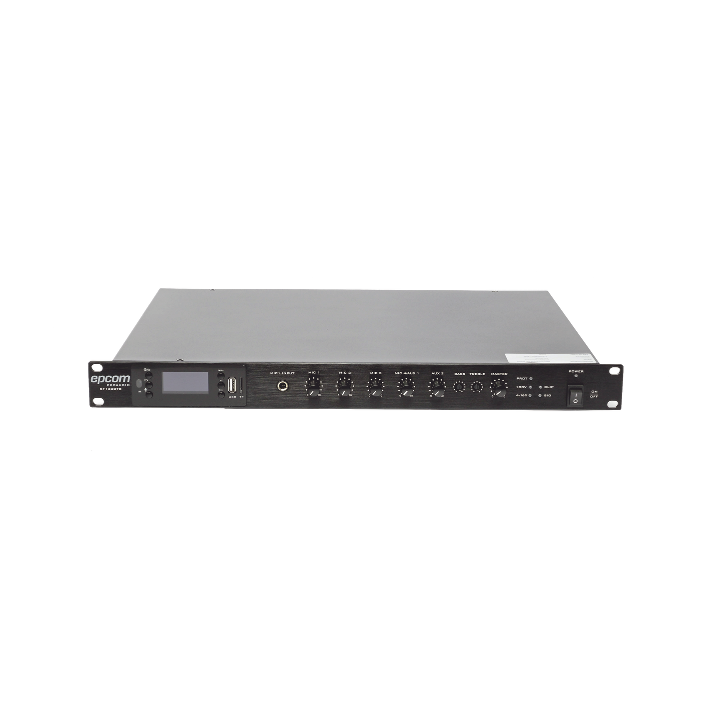 SF-120DTB Amplificador Mezclador | 120W RMS | Sistema 100V y Baja Impedancia | MP3 | Tuner | Bluetooth | Música ambiental y Voceo