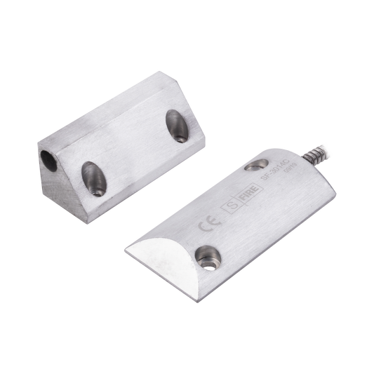 SF-3014-C Contacto Magnético para Piso, Salida Dual NC/NA, GAP 65mm, Cubierta de Aluminio con 55cm de Cable Blindado