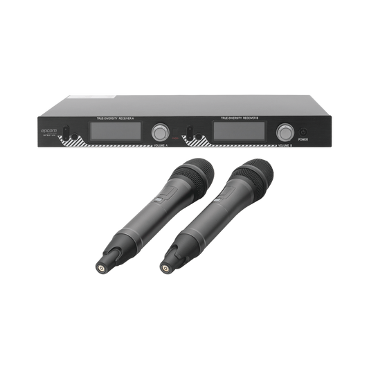 SF-521UH Kit de Microfonía inalámbrico | 2 Micrófonos de mano | Receptor UHF | Pantalla LCD | 200 Canales | Gran cobertura