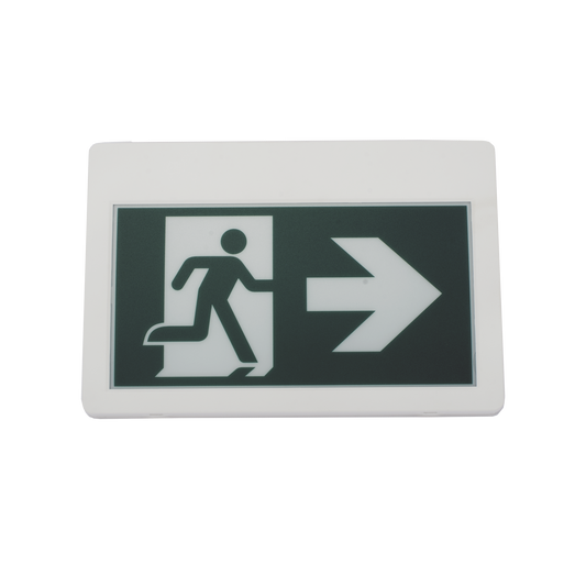 SF800MW - Letrero LED de Señalización de salida "Hombre Corriendo"/ Alto brillo / Uso en pared, lateral o techo / Batería de Respaldo Incluida con hasta 120 minutos de duracion