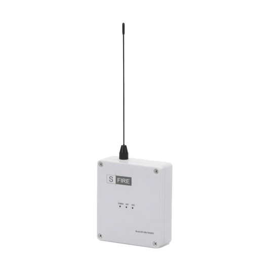 SF-LORA-TRANS-DC Transmisor inalámbrico / Alimentado a 12Vcc / Entrada de 2 contactos secos NA / Distancia máxima de transmisión 2500 metros (Linea de vista)