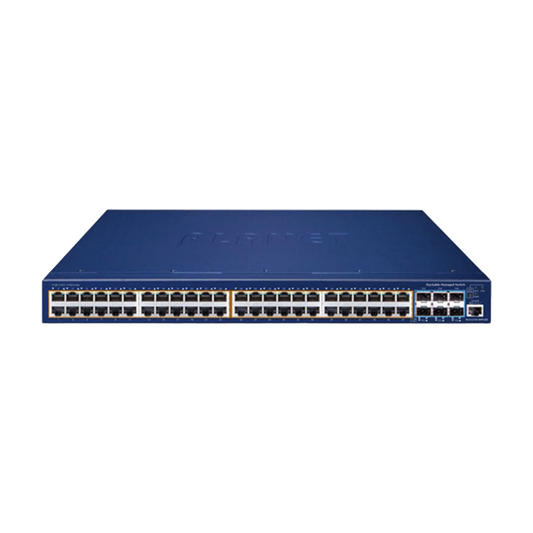 SGS-6310-48P6XR - Switch Administrable Stacking Capa 3, 48 Puertos PoE Gigabit 802.3at, 6 Puertos SFP de 10 G, Entrada de Alimentación Redundante de 55 V cc.