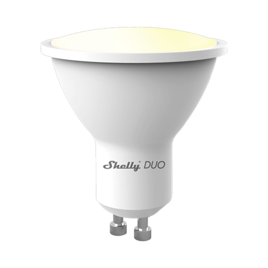 SHELLYDUOGU10 Foco tipo Gu10 inteligente con señal inalámbrica, color dual blanco y cálido, uso de App Shelly. AC 100-240V