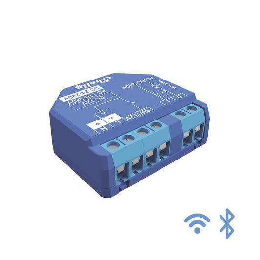 SHELLYPLUS1 Relevador inalámbrico inteligente 16A, 110-230 V, 1  salida de contacto seco, compatible con asistente de voz Alexa, Google Home