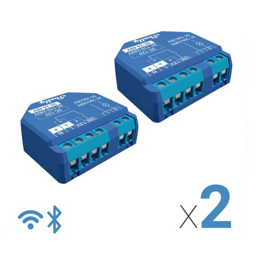 SHELLYPLUS1X2 Relevador inalámbrico (par 2 piezas en la caja) inteligente 16A, 110-230 V, compatible con asistente de voz Alexa, Google Home