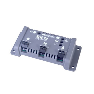 SHS-10 - Controlador de Carga Solar PWM 10 A / 12 VCC / Desconexi�n Autom�tica / IP22 / Protecci�n Integral / Bajo Consumo 8 mA