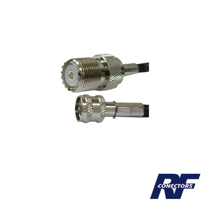 SKN-9557 - Jumper Adaptador de Conector Mini UHF Macho a UHF Hembra (SO-239), Níquel/ Oro y Plata/ Delrin.