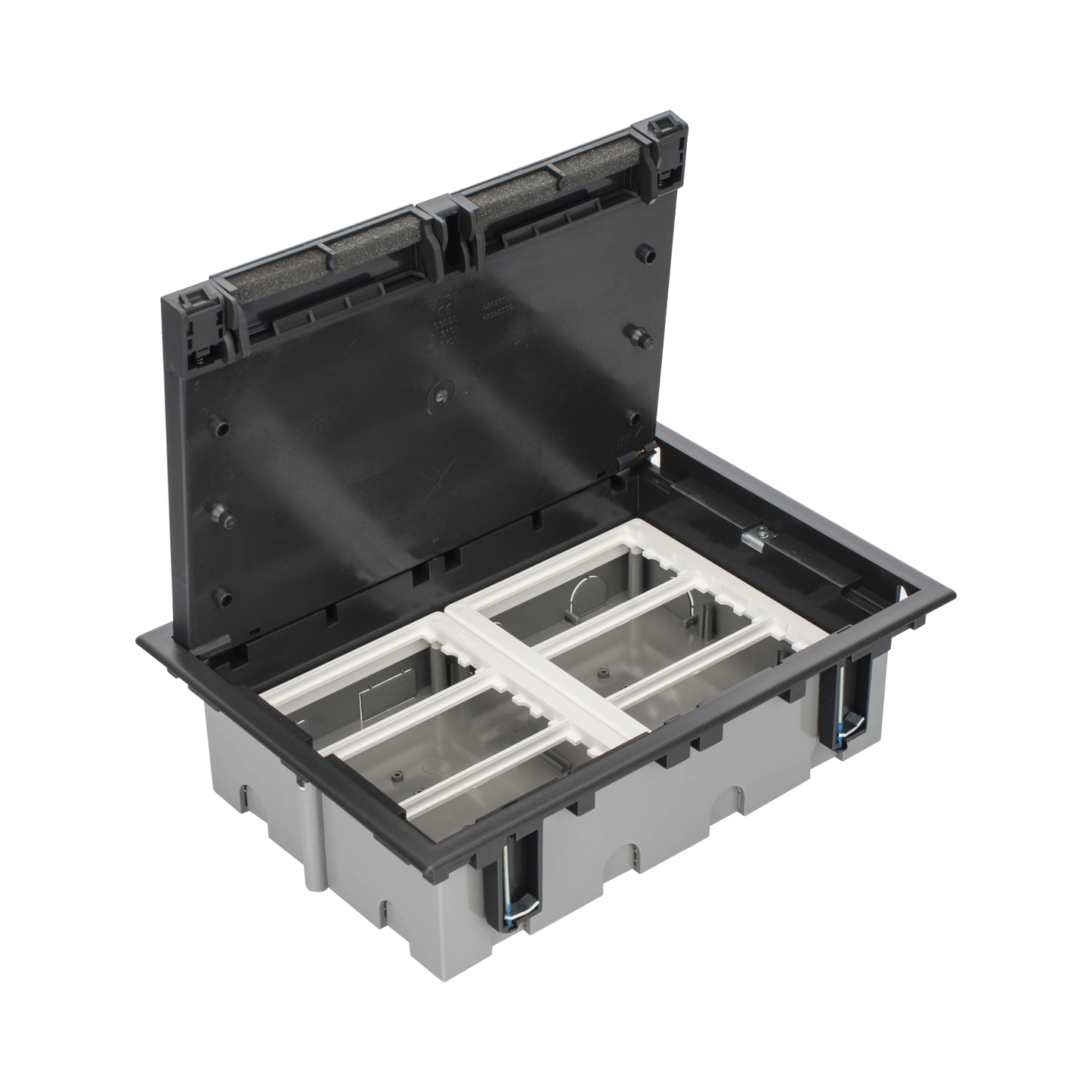 SM-CPF-6 - Caja Para Instalaci�n en Piso Falso para Voz, Datos o Contactos El�ctricos / Capacidad para 6 M�dulos / Espacio Embellecedor en la Tapa / Profundidad Ajustable de 90 a 120 mm (3.54 a 4.72 pulgadas) / Los M�dulos se Adquieren Aparte / (SF610/...