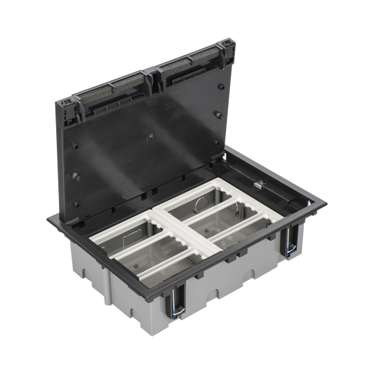 SM-CPF-6 - Caja Para Instalaci�n en Piso Falso para Voz, Datos o Contactos El�ctricos / Capacidad para 6 M�dulos / Espacio Embellecedor en la Tapa / Profundidad Ajustable de 90 a 120 mm (3.54 a 4.72 pulgadas) / Los M�dulos se Adquieren Aparte / (SF610/...