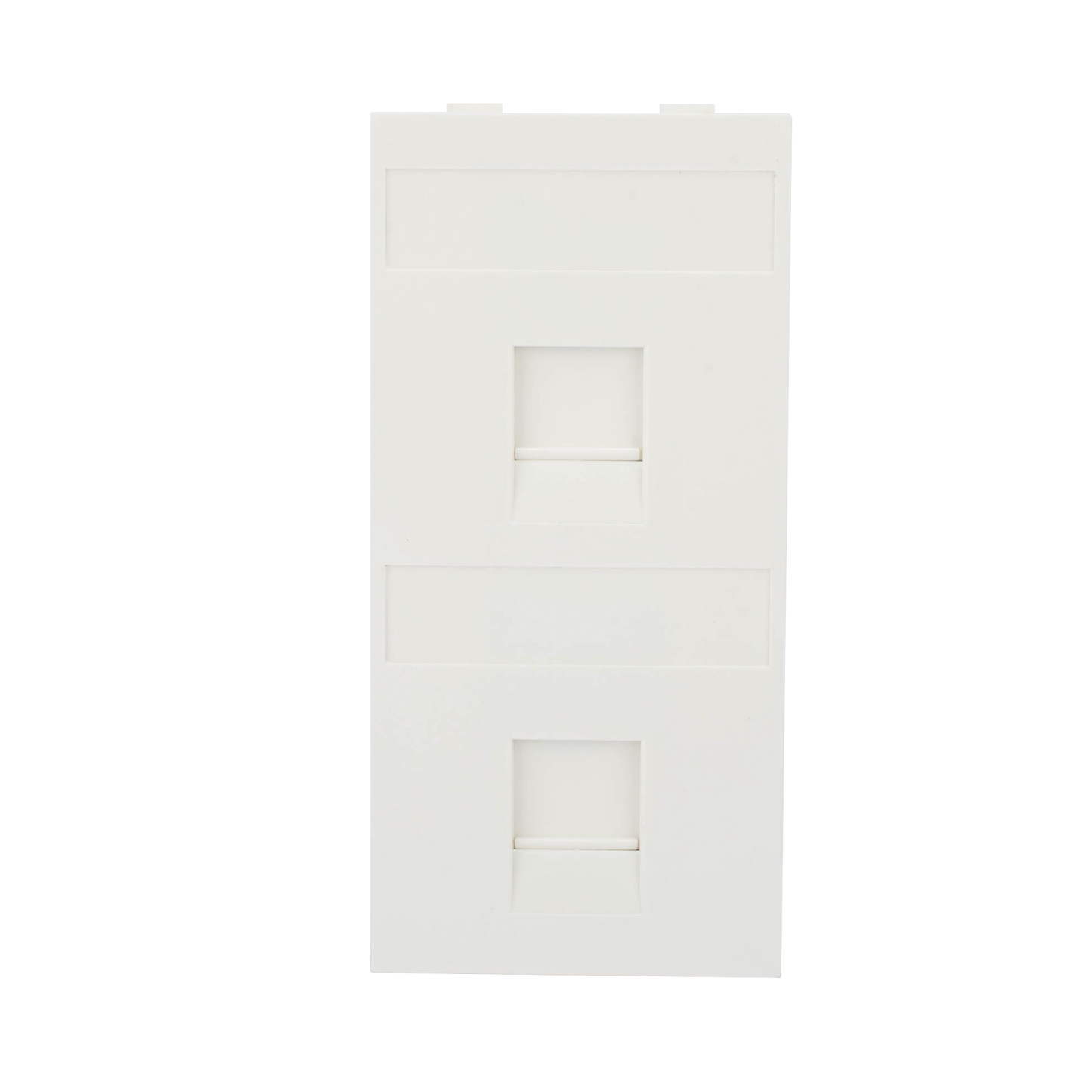SM-FP-2-KEY - Placa Plana de Voz y Datos con Guardapolvo para 2 RJ45 / Color Blanco / 2 Puertos para Jacks Keystone / Compatible con Cajas de Pavimento SM-CPAV-2 y SM-CPAV-4 / Modelo S76B/9