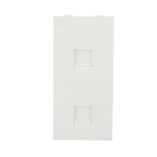 SM-FP-2-KEY - Placa Plana de Voz y Datos con Guardapolvo para 2 RJ45 / Color Blanco / 2 Puertos para Jacks Keystone / Compatible con Cajas de Pavimento SM-CPAV-2 y SM-CPAV-4 / Modelo S76B/9