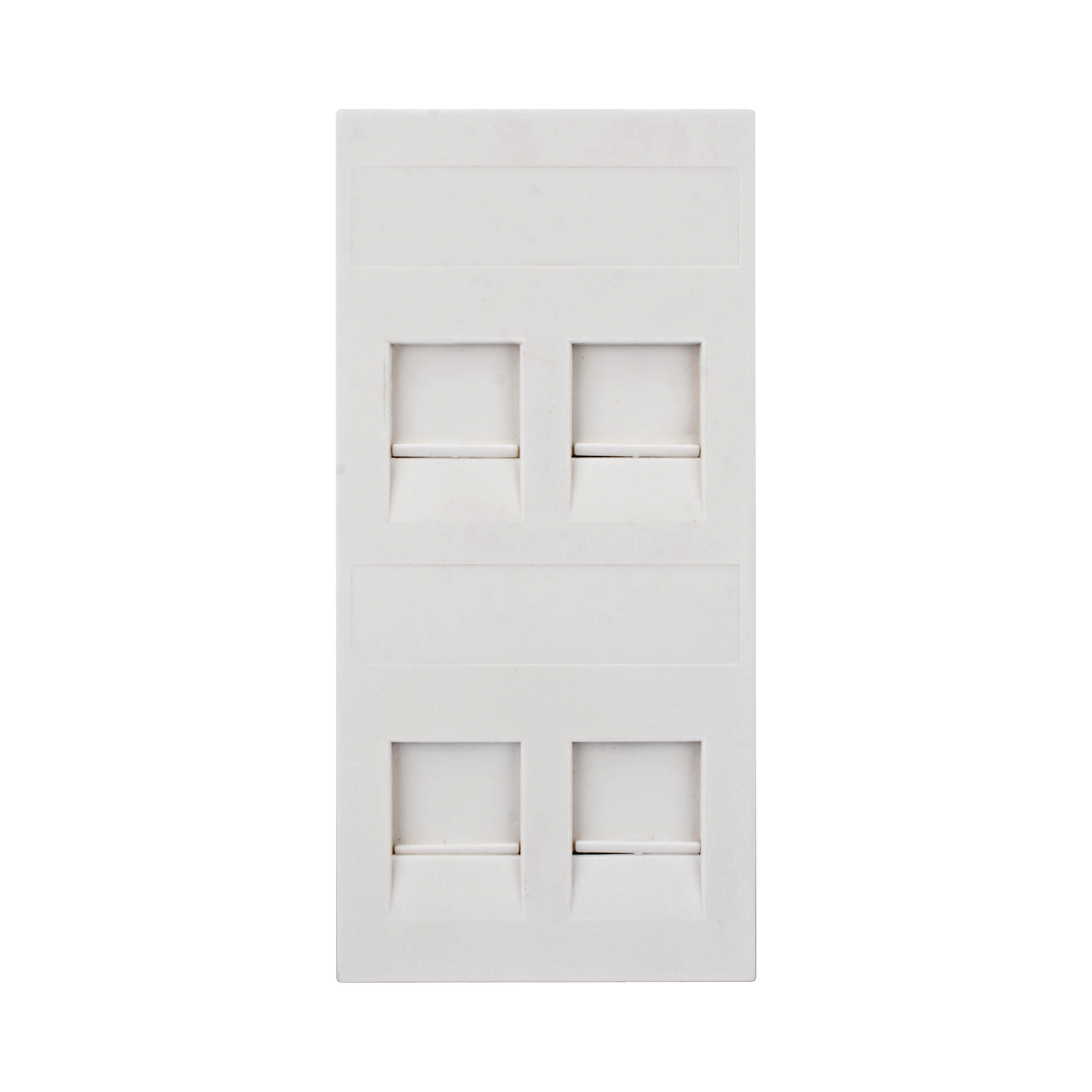 SM-FP-4-KEY - Placa Plana de Voz y Datos con Guardapolvo para 4 RJ45 / Color Blanco / 4 Puertos para Jacks Keystone / Compatible con Cajas de Pavimento SM-CPAV-2 y SM-CPAV-4 / Modelo S76C/9