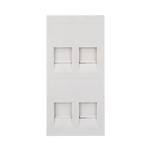 SM-FP-4-KEY - Placa Plana de Voz y Datos con Guardapolvo para 4 RJ45 / Color Blanco / 4 Puertos para Jacks Keystone / Compatible con Cajas de Pavimento SM-CPAV-2 y SM-CPAV-4 / Modelo S76C/9
