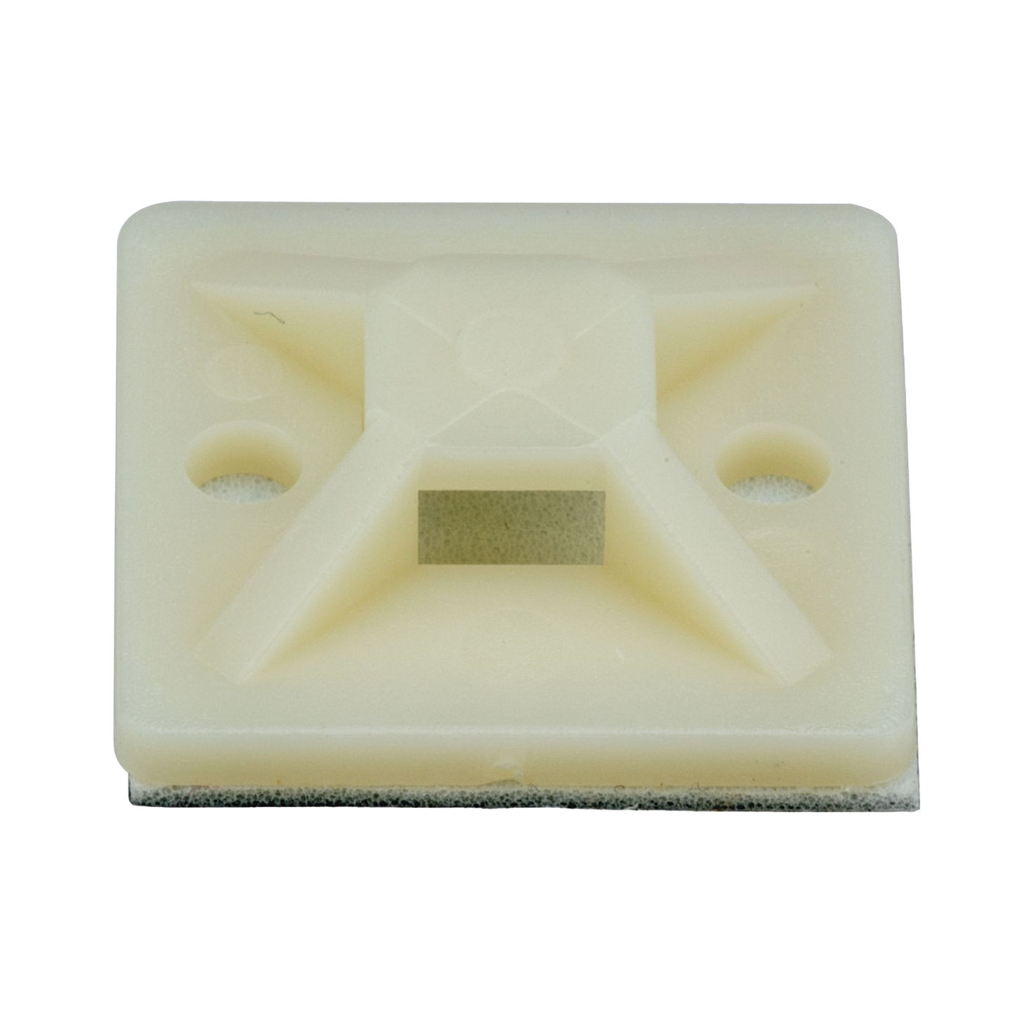 SMP16A-C - Montaje-Sujetador Adhesivo STRONGHOLD de 4 Vías de 1" x 1" x 1/4", Color Natural,  Nylon 6.6 Retardante de Llamas V-2, Paquete de 100pz
