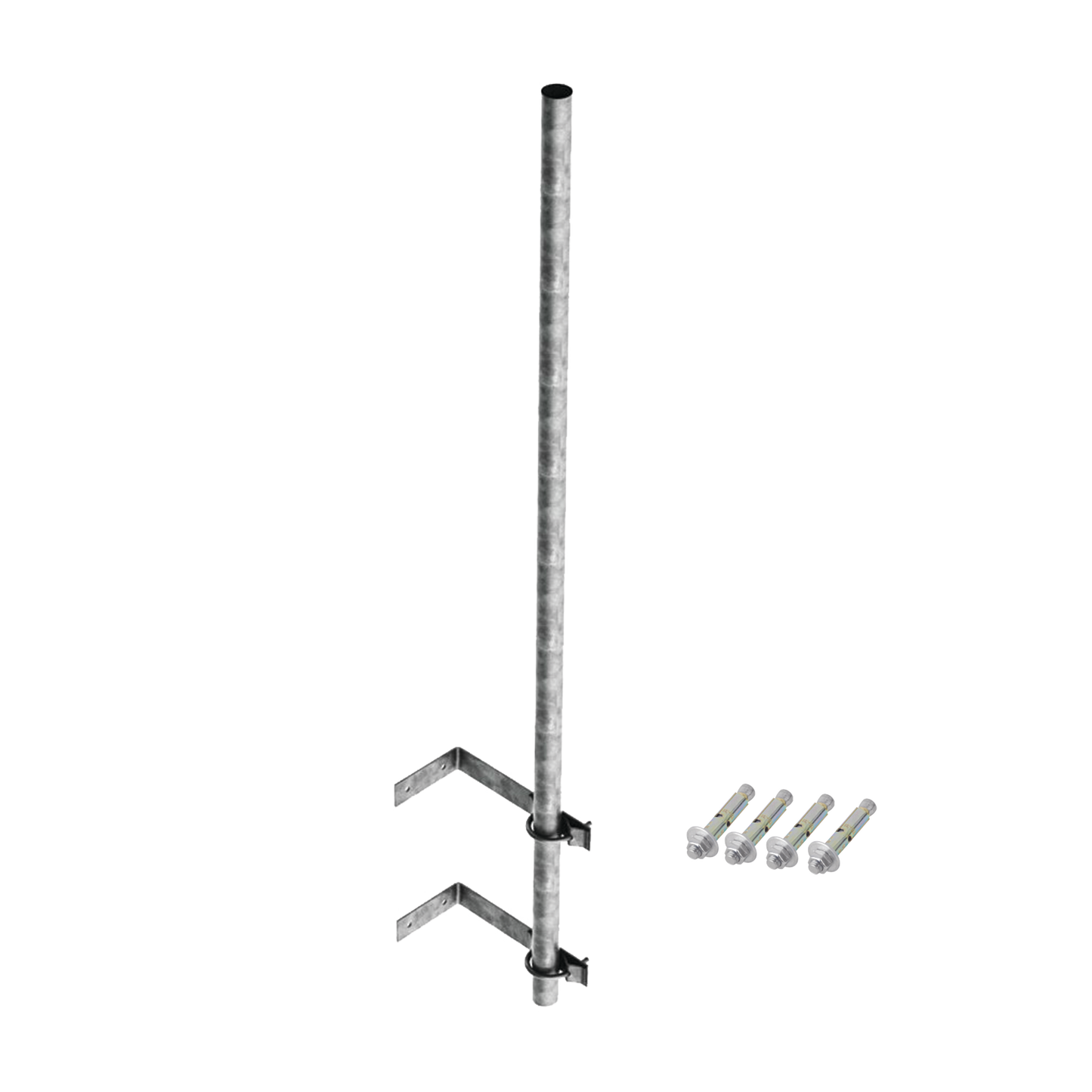 Mástil de 3 m de 1-1/2 diámetro ced. 30 con Herrajes para Sujeción a Pared.