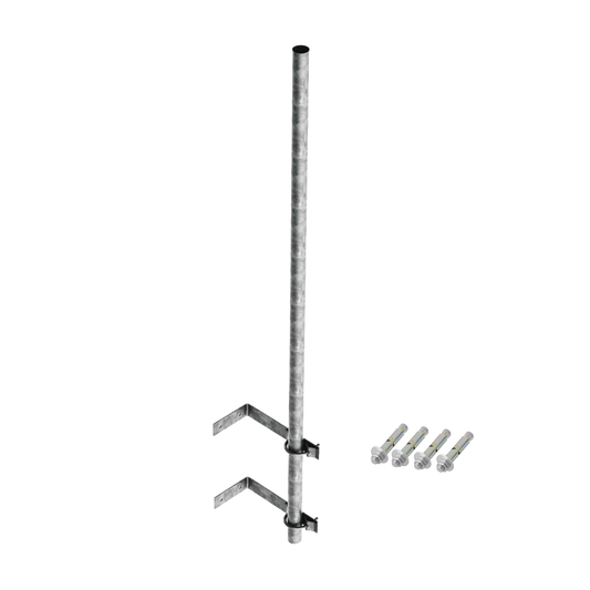 Mástil de 3 m de 1-1/2 diámetro ced. 30 con Herrajes para Sujeción a Pared.