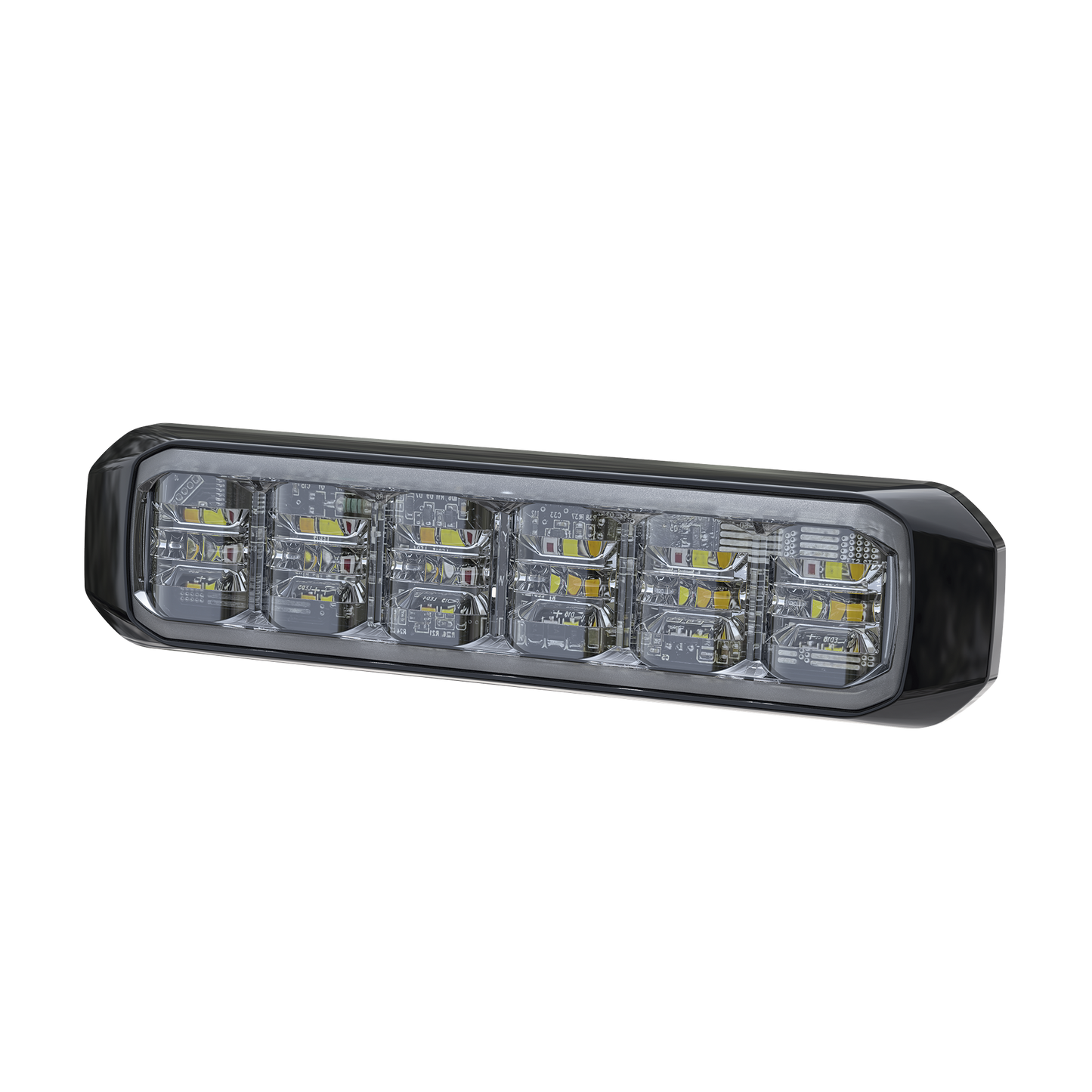 SP18RWB - Luz Auxiliar de 18 LED, SAE, Tricolor, Bisel Negro, Rojo/Blanco/Azul, Lente Transparente