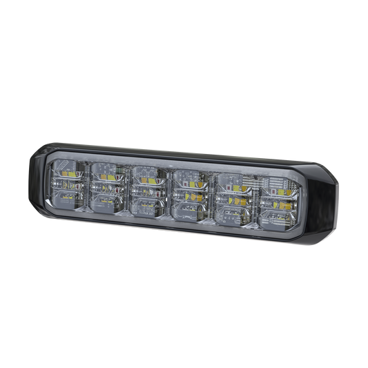 SP18RWB - Luz Auxiliar de 18 LED, SAE, Tricolor, Bisel Negro, Rojo/Blanco/Azul, Lente Transparente