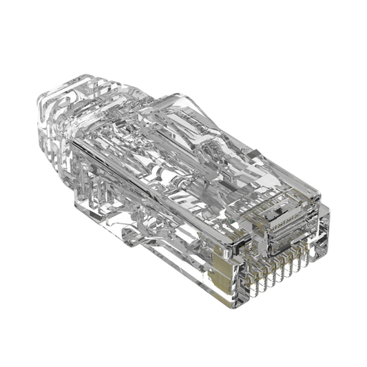 SP628-C Plug RJ45 Cat6/6A, Para Cable UTP de Calibre 28 AWG, Chapado en Oro de 50 micras, Paquete de 100 piezas