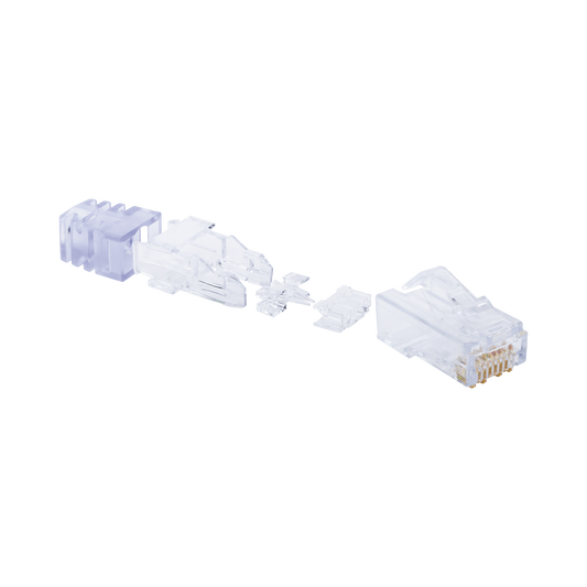 SP688-C Plug RJ45 Cat6, Para Cable UTP de Calibre 23-24 AWG, Chapado en Oro de 50 micras, Paquete de 100 piezas