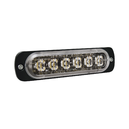 SP6A - Luz Auxiliar de 6 LED, Ambar, Bisel Negro, Lente Transparente