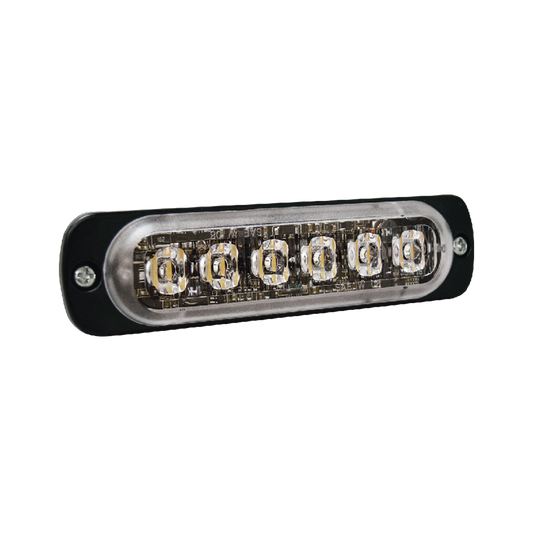 SP6R - Luz Auxiliar de 6 LED, Roja, Bisel Negro, Lente Transparente