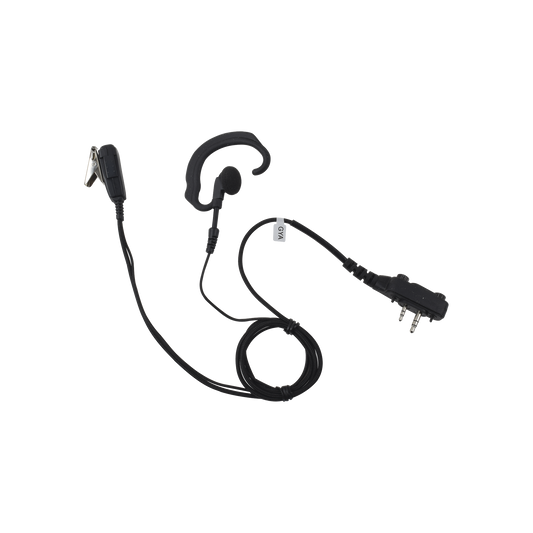 SPM-330S-E-BF - Micrófono de solapa con gancho suave para la oreja y fibra trenzada para puerto de accesorios Icom de 2 pines con tornillos