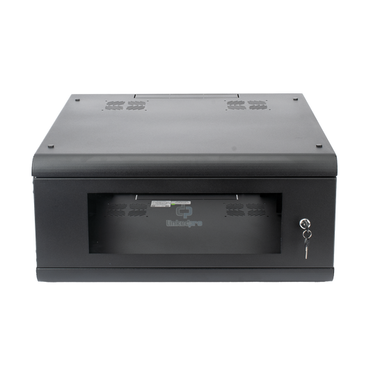 SR-1904-GN2G - Gabinete de Pared con Puerta de Cristal Templado, 635mm de Profundidad, 4U Rack de 19'', Acero Reforzado