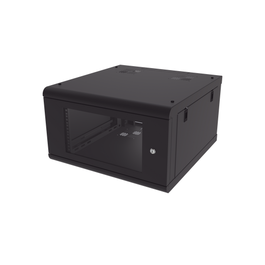 SR-1906-GN2G - Gabinete de Pared con Puerta de Cristal Templado, 635 mm de Profundidad, 6U Rack de 19 in, Acero Reforzado