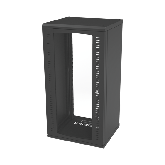 SR-1924-GFP Gabinete para Montaje en Pared, Puerta de Cristal Templado, Cuerpo Fijo con Rack 19 de 24 Unidades