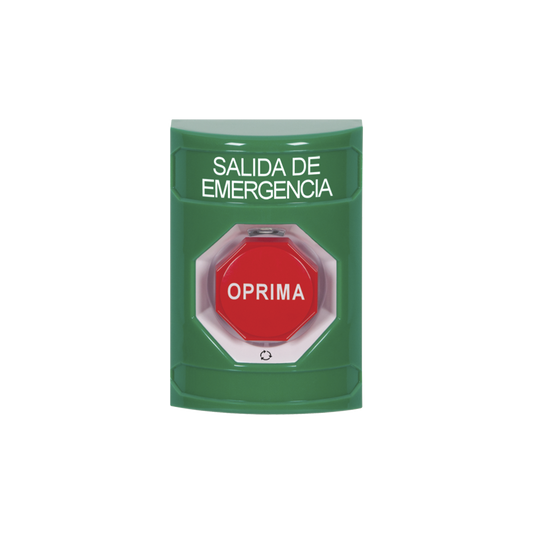 SS2109EX-ES Botón de Salida de Emergencia , Texto en Español,  Acción Mantenida, Girar para Restablecer, LED de iluminación