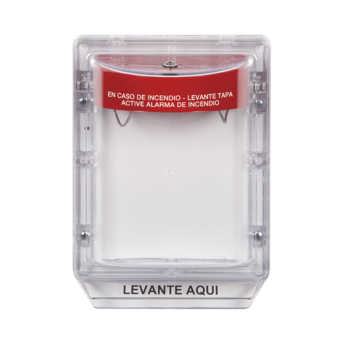 STI-1100-ES Cubierta Protectora de Policarbonato Serie Stopper II® , Con Bocina, Sin Espaciador, Montaje Empotrado, Etiqueta en Español