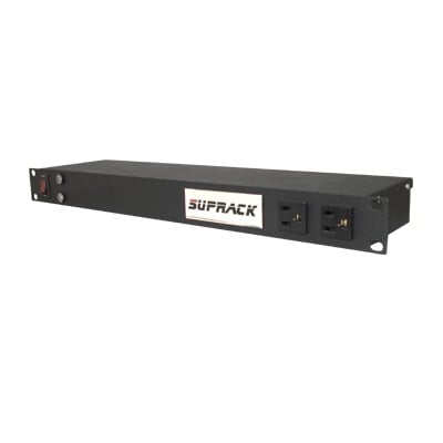 SUP-RACK Tomacorriente de 10 contactos para 120 Vca con Supresor de picos tipo A de 40 kA, Diseñado para Montaje en Rack de 19.