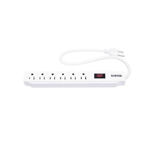 SYS-136221 Multicontacto con Supresor de Picos 450 Joules, Voltaje de Entrada: 127 Vca NEMA 5-15P, Con 6 Salidas NEMA 5-15R.