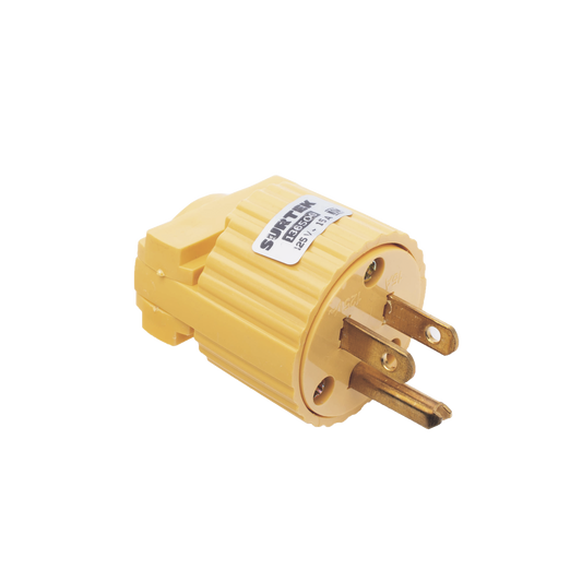 SYS-136-509 Clavija con Abrazadera Plástica Aterrizada  / 127 V CA 15 A Max.  / Fabricada en Plastico ABS.