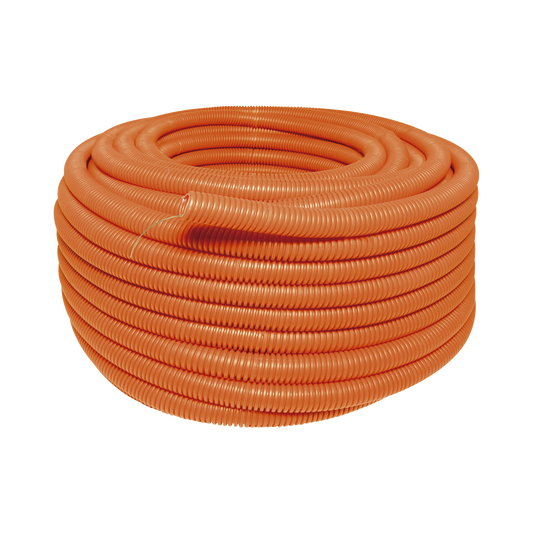 SYS-136851 - Manguera Poliducto Corrugado Flexible Naranja Reforzado de 3/4" x 50 m Para Instalaciones Eléctricas /Polietileno Alta Densidad HDPE/ Sin guía /Resistente a Intemperie.