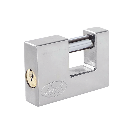SYS-L22-C70-ECSB - Candado para Cortina Metálica / Medida 70 mm/ Acabado Cromo Satinado/ Nivel de Seguridad 6 / Llave Estándar.
